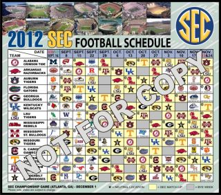 2012 Football Schedule Magnet Alabama Crimson Tide Arkansas Razorbacks 