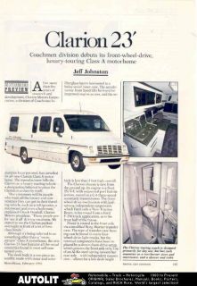 1991 Clarion 23 Ford motorhome RV Article