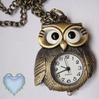   Owl Design Pendant Necklace Pocket Watch Sweater Chain S19