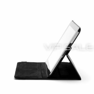   IPAD 3 BLACK LEATHER CASE WITH 360 ROTATING STAND + SCREEN PROTECTOR