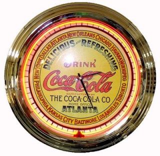 COCA COLA BARRELL CLASSIC SUPER SIZE 17 INCH NEON WALL CLOCK   FREE 