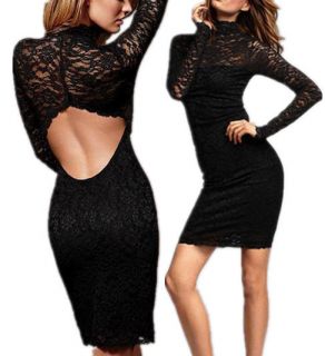   Sleeve Open Back Women Sexy Evening Party Cocktail Lace Mini Dress