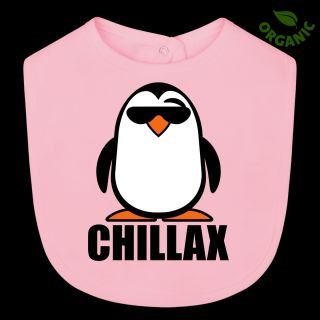 Pink Chillax Penguin Baby Bib