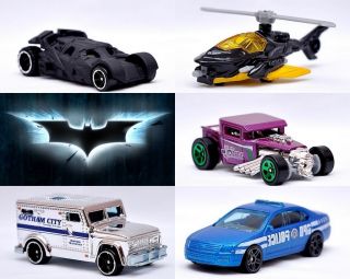Batman Dark Knight 5 Pack Cars Hot Wheels Mattel Christian Bale 2012 