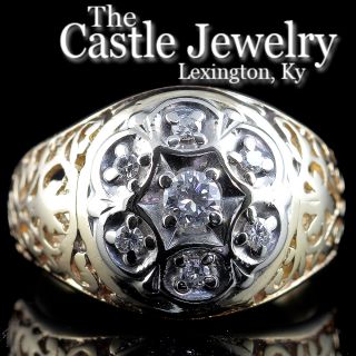 Mens Kentucky Cluster Ring 7 Diamond Cluster 14k Yellow Gold 33 Cttw 