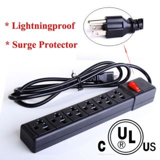 NEW 2500W ELECTRICAL 6 OUTLET POWER STRIP Lightningproof SURGE 