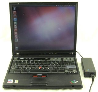 IBM ThinkPad T40 PM 1 5GHz 768MB RAM 40GB HDD Laptop Ubuntu Adapter 