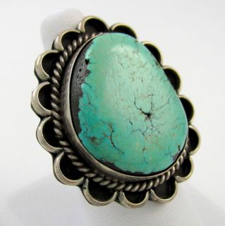    Large Navajo Sterling Silver Number 8 Turquoise Ring Sz 8 75 RS E