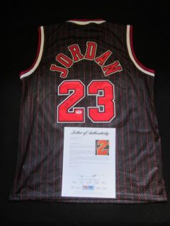 Michael Jordan Signed Black Pinstripe Chicago Bulls Jersey PSA DNA LOA 