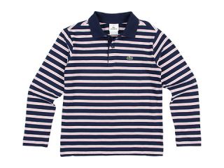 Lacoste Kids   Boys L/S Bi Color Fine Striped Jersey Polo (Toddler 