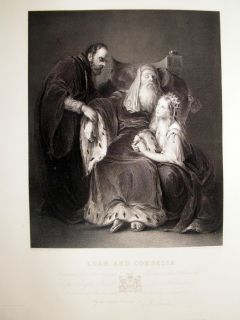 After G s Newton c1840 LG Folio Antique Print Lear and Cordelia