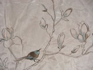 Elizabeth Shower Curtain Croft Barrow Embroidered Spring Birds Cream 