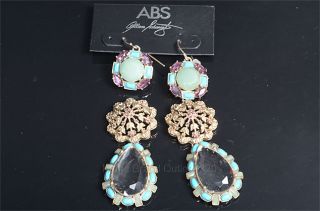ABS Allen Schwartz Gold Tone Amethyst Turquoise Crystal Hook Post 