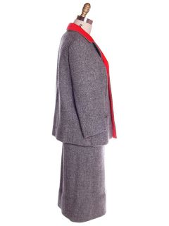 Vintage Gray & Coral 3 pc Suit Norman Norell 1960