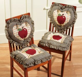    Plaid Check Red Apple Heart Square Kitchen Chair Cushions Pad Decor