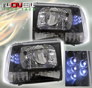   FORD F250/F350/EXCURSION BLACK HOUSING CLEAR LED HEADLIGHTS 2000 2001