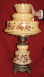 Vintage Quoizel Inc Abigail Adams Hurricane Lamp Muted Pinks Browns 