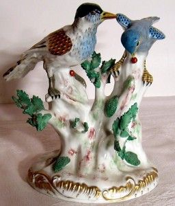 Old Achille Bloch Paris Porcelain Figurine Severs Birds