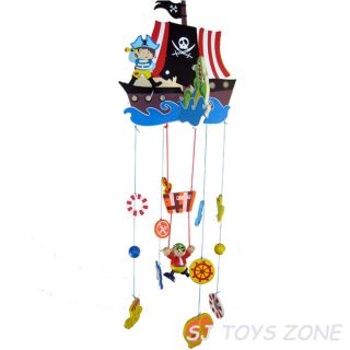 Wooden Pirate Mobile Toy Over Baby Bed / Cot * Nursery Room Decoration 
