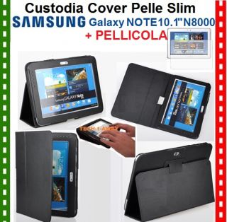   COVER PELLE STAND per SAMSUNG Galaxy NOTE 10.1 N8000 8000 + PELLICOLA