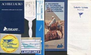 Achille Lauro Info Brochures Baggage Tags Hijacked 85 Burned and Sank 