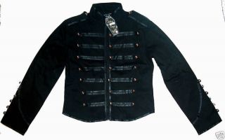 Black Military Mens Jacket Coat Goth Adam Ant s M L XL