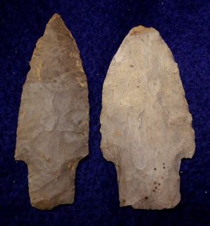 Indian Artifacts 2 Nice Adena Points Arrowheads