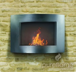 Pure Flame Adena Wall Mounted Vent Free Fuel Ethanol Fireplace Modern 