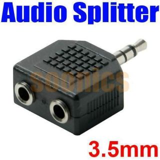 5mm Earphone Stereo Audio Jack 1 Male to 2 Female Splitter Adapter 