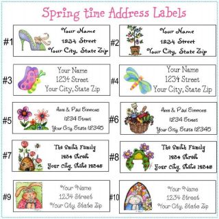 90 personalized address labels for spring fresh fun festive