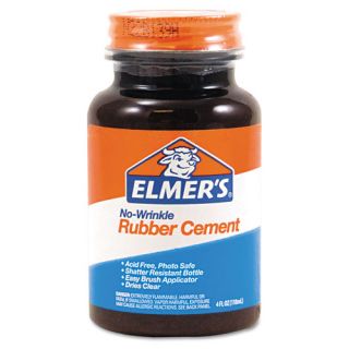Elmers No Wrinkle Rubber Cement, Acid Free, 4 Oz Bottle, Each