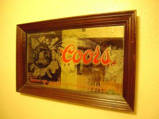 Vintage Adolph Coors Smoked Bar Mirror Sign 26 Long x 16 Height 1980 