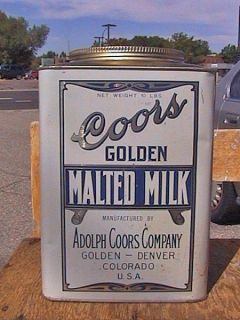 Vtg Clean Prohibition Era Adolph Coors Malted Milk Tin Golden Denver 