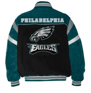 NFL Philadelphia Eagles Suede Jacket with Contrast Lining   Authentic 