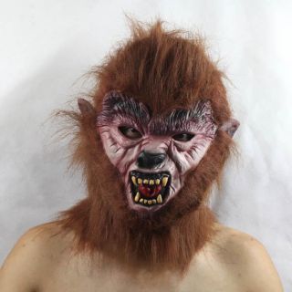   Werewolf Mask Head Halloween Costume Theater Prop Novelty Latex Rubber