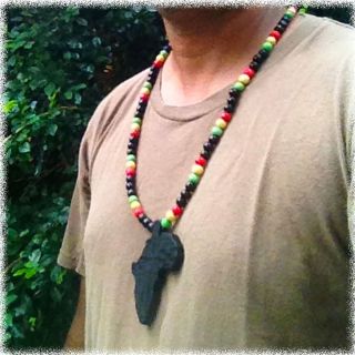 Africa Wood Necklace Jamaica Pendant Rasta Rastafari Selassie Marley 