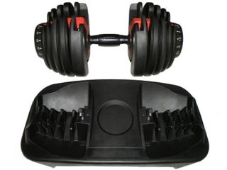 Adjustable dumbbell that does the work of multiple dumbbells in one