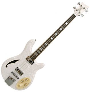 Italia Rimini 4 String Electric Bass Guitar   White Pearloid