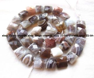 Grey Botswana Agate 10mm Flat Cube Faceted Beads 16 Natural Gemstone 