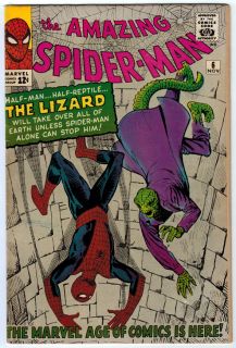 AMAZING SPIDER MAN #6 5.5 OFF WHITE PAGES SILVER AGE 1ST LIZARD