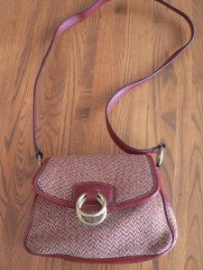 adrienne vittadini red wool cloth purse handbag bag