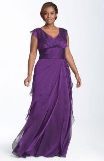 Adrianna Papell Grape Tiered Irridescent Chiffon Gown 8P $200 New