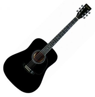 Lauren LA125 Dreadnought Acoustic Guitar   Black