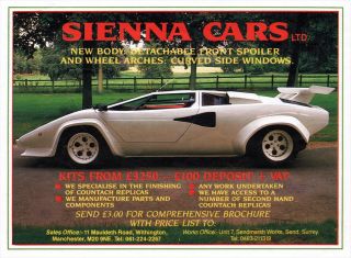 Sienna Lamborghini Countach Replica 1988 A4 Poster