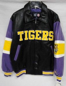new lsu tigers pleather jacket kids youth large