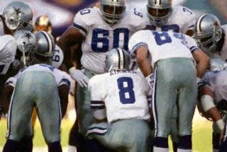 Beautiful Troy Aikman Dallas Cowboys Huddle Lithograph