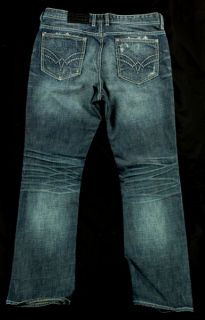Affliction Mens Ace Fused Imperial Blue Denim Jeans 0188104 Size 36 