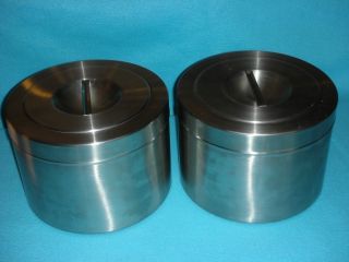 Two Large Stainless Steel Canisters Air Tight and Stackable 9 5 x 7 