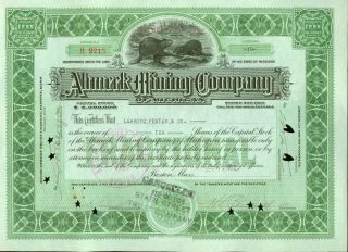 Ahmeek Mining Stock Certificate 1922 Michigan