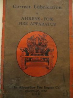 AHRENS FOX FIRE APPARATUS CORRECT LUBRICATION INSTRUCTION BOOK